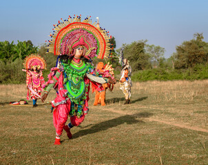  A Chhau Dancer performing Chhau dance, also spelled as Chau or Chhaau, is a semi classical Indian...