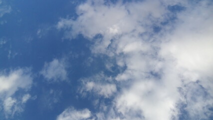 Beautiful blue sky with fluffy clouds 