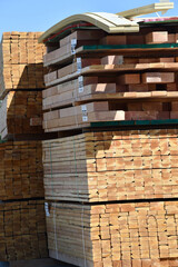 ertical closeup shot of wood timber in the sawmill