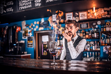Barman creates a cocktail in the brasserie