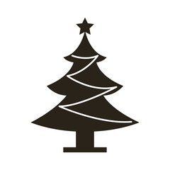 happy merry christmas monochrome tree with star