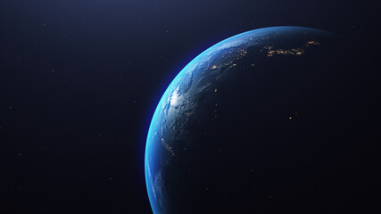 3D rendering of the planet Earth in the starry galaxy © Alejandro Campollo/Wirestock