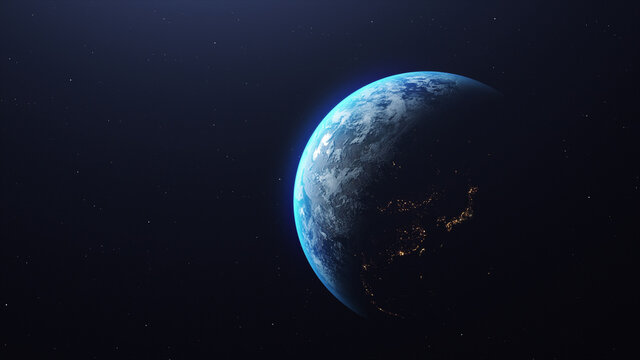 3D Rendering Of The Planet Earth In The Starry Galaxy