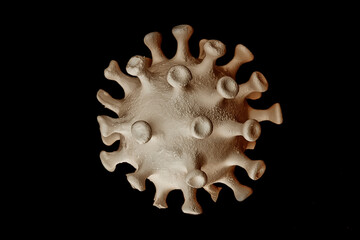 coronavirus model isolated on black background, micro virus photo