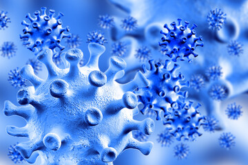 Chinese coronavirus COVID-19 under the microscope. Abstract background, concept of quarantine pandemic infection