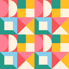 fun vibrant geometric grid seamless pattern, textile, surface, fabric, wallpaper, gift wrap, wrapping paper, stationery, branding, banner, background, social media, marketing graphic design material.