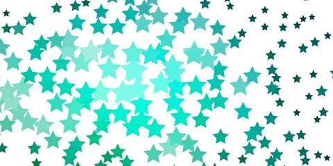Light Green vector background with colorful stars.