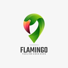 Vector Logo Illustration Flamingo Gradient Colorful Style.