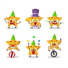 Fototapeta premium Cartoon character of new yellow stars with various circus shows