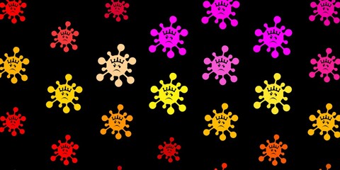 Fototapeta na wymiar Dark multicolor vector backdrop with virus symbols.