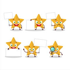 New yellow stars cartoon character bring information board