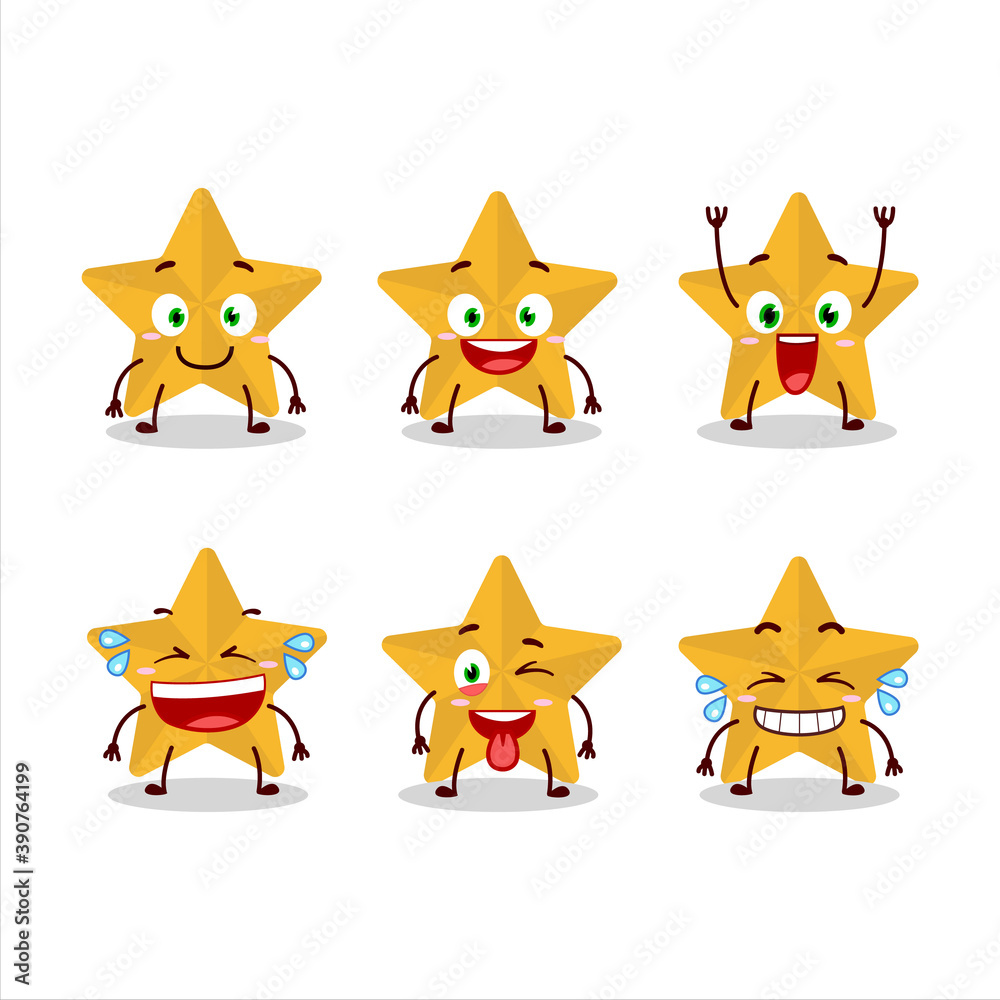 Poster cartoon character of new yellow stars with smile expression