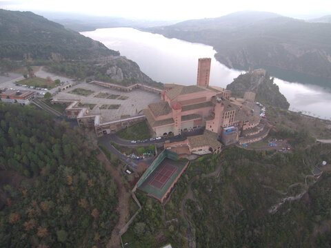 Aerial view of the famous Torreciudad in Huesca, Aragon in Spain