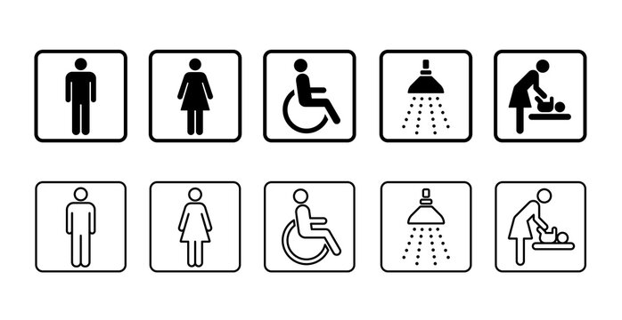 アイコン　トイレの男女　身体障害者　ベビーシート