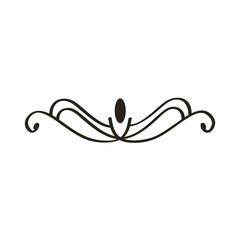 decorative swirl divider with leaf monochrome icon