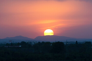 Sunset over the mountain, Sunset landscape
