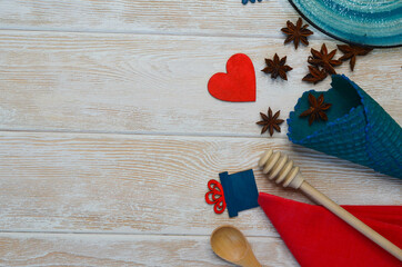 spices anise star with decoration copy space