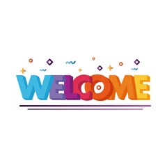 welcome label lettering with colors letters
