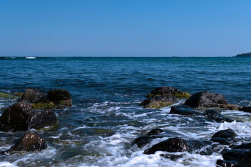Fototapeta na wymiar Beautiful sea scene, Seascape background, Blue sea, Waves