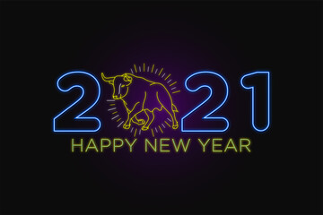 Merry Christmas and happy new year neon text sign 