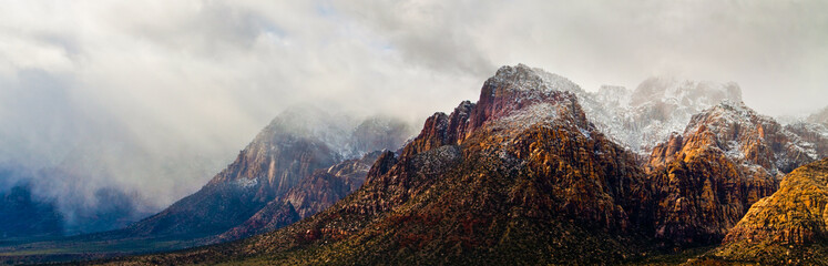 The Snow Covered Peaks of Rainbow Mountain, Red Rock Canyon NCA, Las Vegas, Nevada, USA