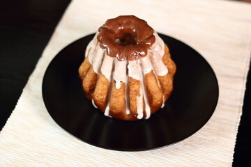 Sweet yeast cake with sugar icing