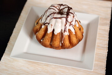 Sweet yeast cake with sugar icing
