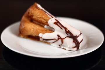 Sweet yeast cake with sugar icing