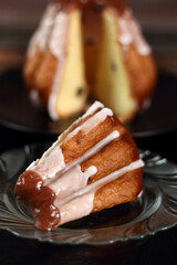 Sweet yeast cake with sugar icing