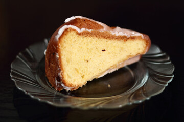 Sweet yeast cake with sugar icing
