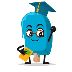 vector illustration blue ice cream on stick mascot or character 