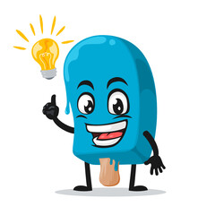 vector illustration blue ice cream on stick mascot or character 