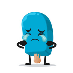 vector illustration blue ice cream on stick mascot or character 