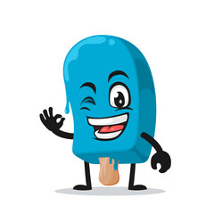 Obraz premium vector illustration blue ice cream on stick mascot or character 