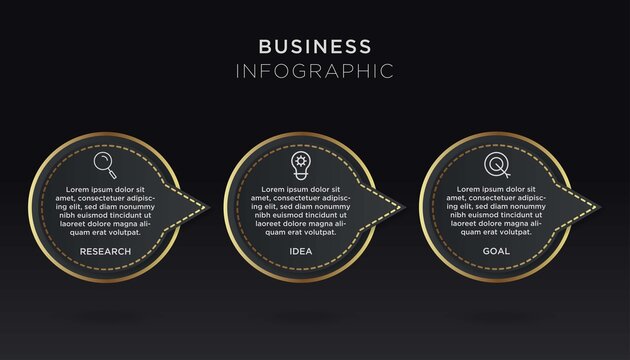 Modern elegant 3 options business infographic. Vector illustration template with icons.