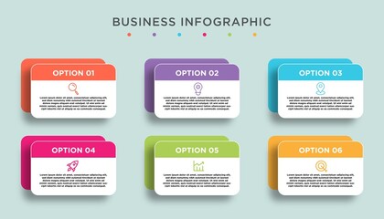 Presentation business infographic template with 6 options.