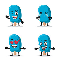 vector illustration blue ice cream on stick mascot or character 
