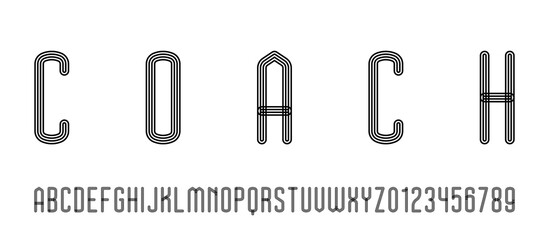 Set of alphabets font letters and numbers modern abstract design with lines vector illustration