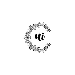 Initial UI Handwriting, Wedding Monogram Logo Design, Modern Minimalistic and Floral templates for Invitation cards	
