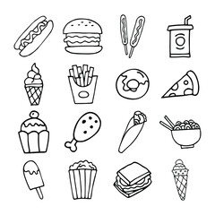 Fast food vector icon set