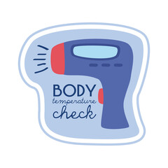 body temperature check lettering campaign with thermometer