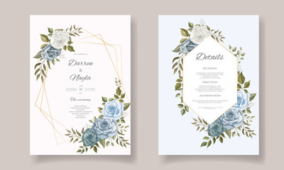 Luxury and elegant floral wedding invitation card template