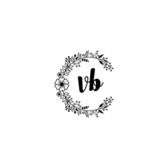 Initial VB Handwriting, Wedding Monogram Logo Design, Modern Minimalistic and Floral templates for Invitation cards	
