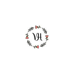 Fototapeta na wymiar Initial VH Handwriting, Wedding Monogram Logo Design, Modern Minimalistic and Floral templates for Invitation cards 