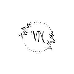 Initial VN Handwriting, Wedding Monogram Logo Design, Modern Minimalistic and Floral templates for Invitation cards	
