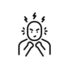 Black line icon for anger