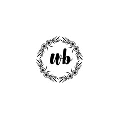 Initial WB Handwriting, Wedding Monogram Logo Design, Modern Minimalistic and Floral templates for Invitation cards	
