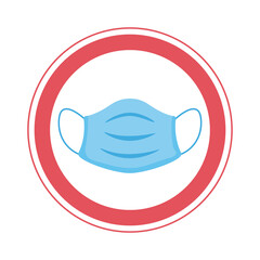 Fototapeta premium mask required circular label stamp with medical mask