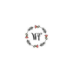 Fototapeta na wymiar Initial WF Handwriting, Wedding Monogram Logo Design, Modern Minimalistic and Floral templates for Invitation cards 