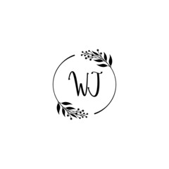 Initial WJ Handwriting, Wedding Monogram Logo Design, Modern Minimalistic and Floral templates for Invitation cards	
